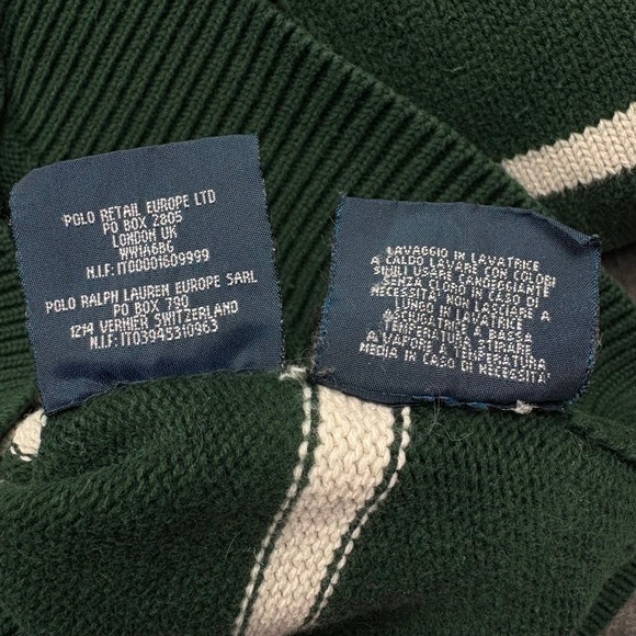 Polo by Ralph Lauren Boys Lg. Green Striped Cotton Sweater Flesh Pony Mini Prep - Picture 8 of 9